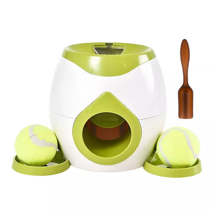Automatic Dog Tennis Ball Launcher Reward Feeder Interactive Pet Training Game Green