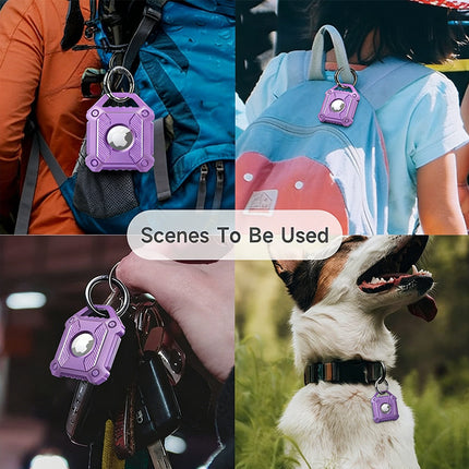 Purple Apple AirTag Protective Case Waterproof TPU Cover Air Tag Tracker Loop Holder
