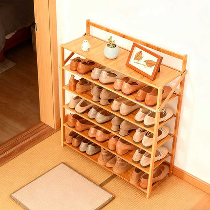 6 Tiers Bamboo Fordable Shoes Rack Cabinet Storage Shoe Shelf 90cm