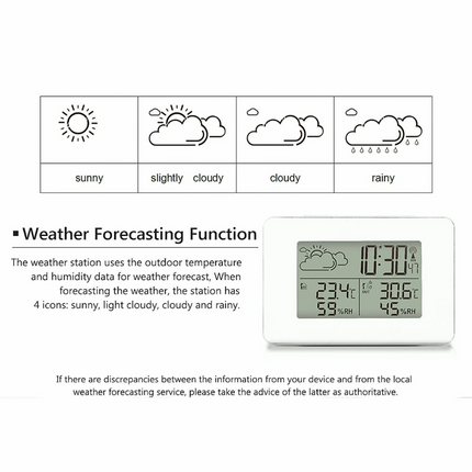Digital LCD Indoor & Outdoor Weather Station Clock Thermometer Wireless Sensor