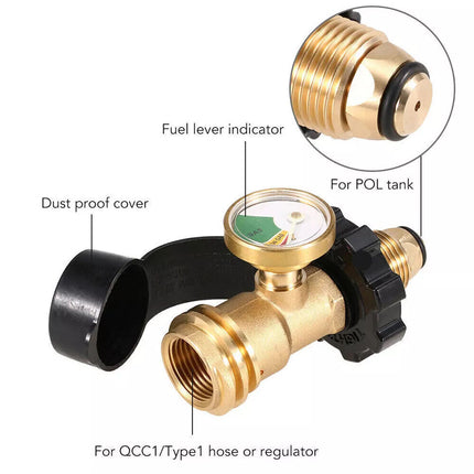 2Pack QCC Gas Pressure Gauge Level Indicator Propane LPG Bottle Cylinder Adaptor