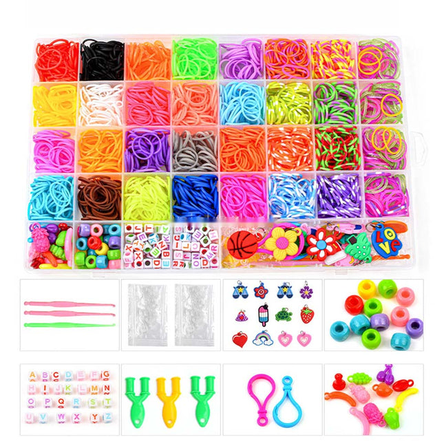 Rainbow Loom Bands Rubber Bracelet Making Kit S Clips Beads DIY Toys