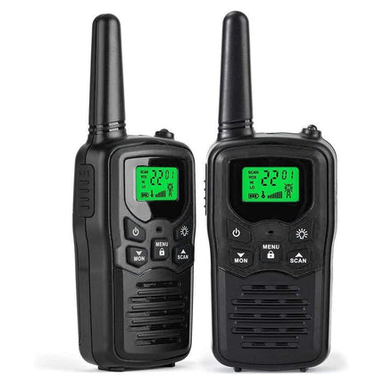 2x Walkie Talkies 10KM Long Range Two-Way Walkie-Talkie Radios w/ LED Flashlight Black