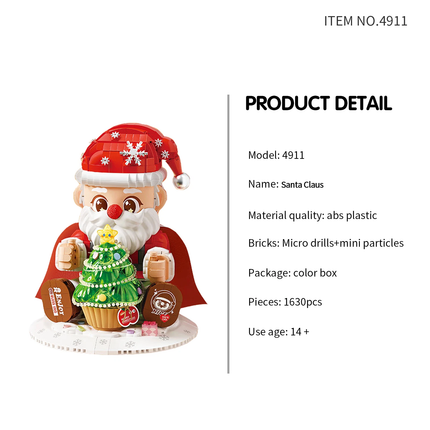 LOZ Christmas Santa LED Tree Night Light Mini Bricks Building Toy Gift 1630pcs