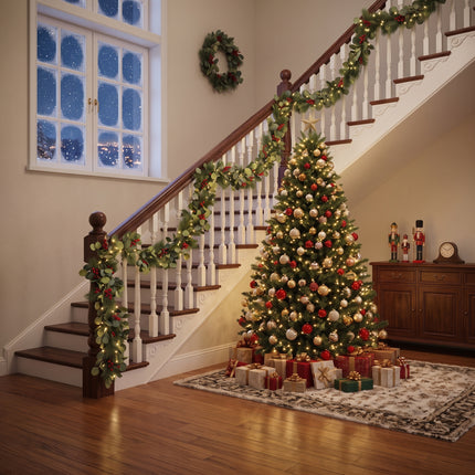 180cm Christmas Eucalyptus & Berry Garland with Pine Needles Festive Greenery Decor