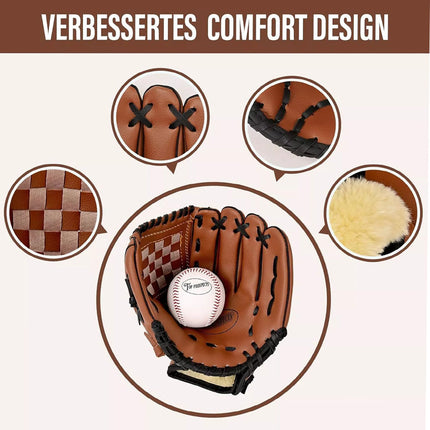 Premium Leather Baseball Glove with one Free Baseball