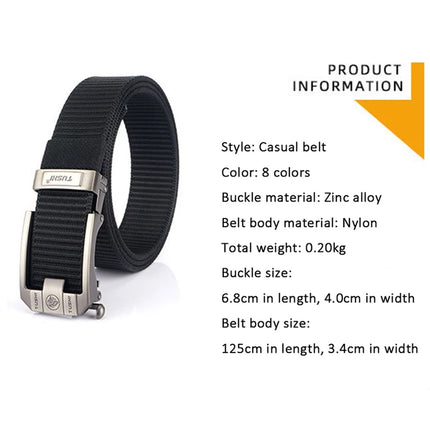 Men Ratchet Nylon Belt Web Tactical Gun Belt with Automatic Slide Buckle Gift Black