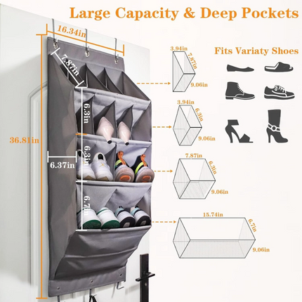 11 Pockets Large Over Door Hanging Organiser Shoe Rack Storage Bag Tidy Hanger