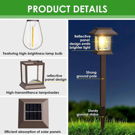 6PCS Garden Lights Lamp Post LED Solar Powered Walkway Outdoor Lantern Patio Pathway