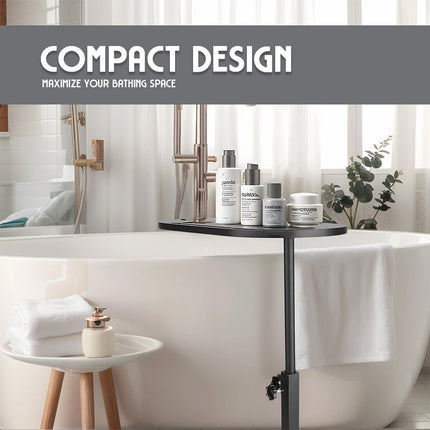 Bamboo Bathtub Tray Caddy Shelf Table Adjustable Height Bath Side Table Stands