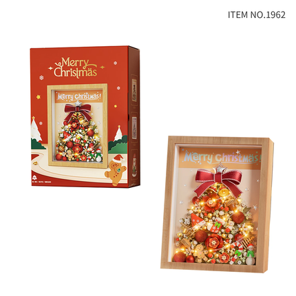 Red Christmas Tree LED Wooden Frame Mini Bricks Building Toy Home Decor Gift AU