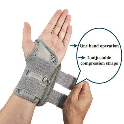 Wrist Splint Brace Protection Support Strap Carpel Tunnel CTS RSI Pain Relief  (2PCS Grey (Left+Right))