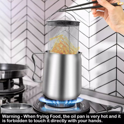 2L Deep Fryer Pot Oil Tank Kettle with Filter for Oils Storage Stainless Steel