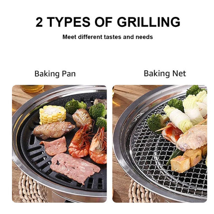 Portable Korean BBQ Grill Table Charcoal Camping Party Outdoor Barbecue Tool Set