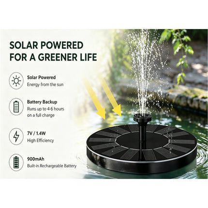 Solar Fountain Pump Floating Bird Bath Fountain Garden Pond Water Feature Outdoor Decor