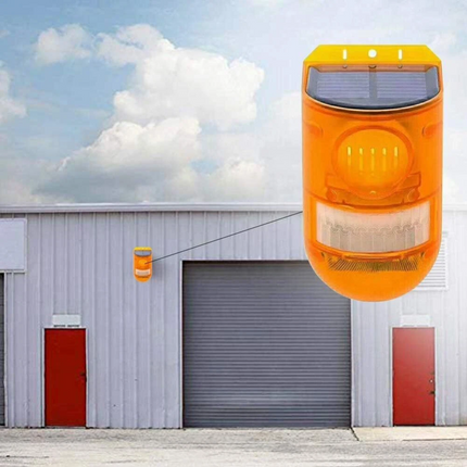 Wall Mounted Solar Strobe Flashing Light Outdoor Motion Sensor Alarm 129db IP65