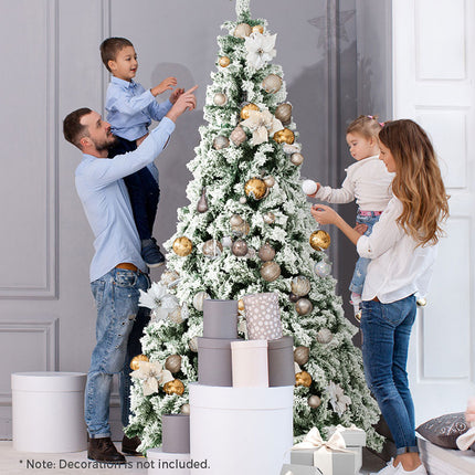 Christmas Tree 2.1M 7FT Xmas Trees Decorations White Snow Flocked 900 Tips