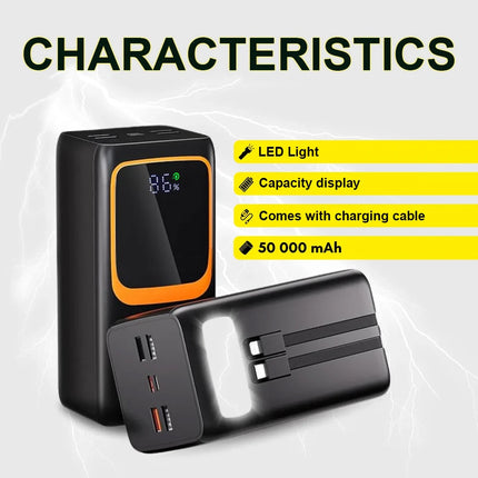 50000mAh Bank Power 22.5W PD Fast Charging F/phone Outdoor Camping Power Supply
