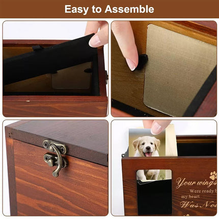 Wooden Pet Memorial Urn For Ashes With Photo Frame Dog Memory Box