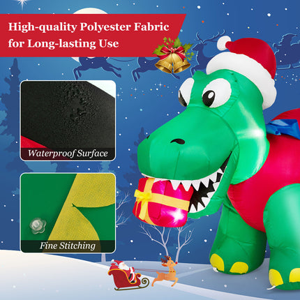 1.83M Christmas Inflatable Dinosaur Blow up Xmas Outdoor Decoration LED Lights