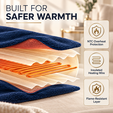 Electric Heated Throw Blanket Warm Poncho Wrap Blanket Portable heated Shawl