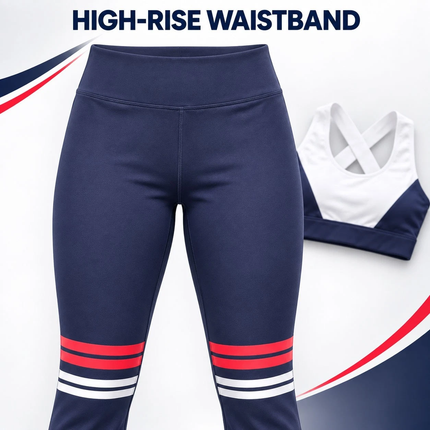 Womens 2 Piece Gym Set Sports Bra High Waist Yoga Leggings Navy Workout Outfit