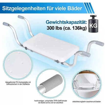 Bath Bench Bathtub Stool Support Tray Shower Chair Pad for Disabled Elderly
