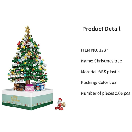 Christmas Tree Rotating Music Box Building Blocks Toy Gift Santa Decor 506pcs