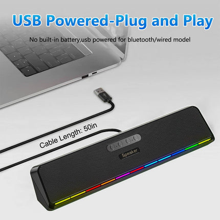 Wired USB Powered/Bluetooth 5.3 Computer Stereo Laptop Speakers for Desktop PC