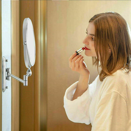 Two-Sided Swivel Wall Mount Mirror 8” Magnifying Mirror with Folding Arm Chrome
