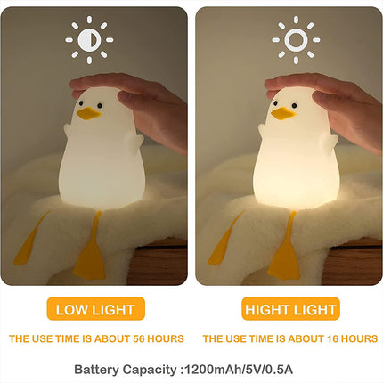 Portable Duck Night Light for Kids Cute Seagull Silicone Dimmable Bedside Lamp