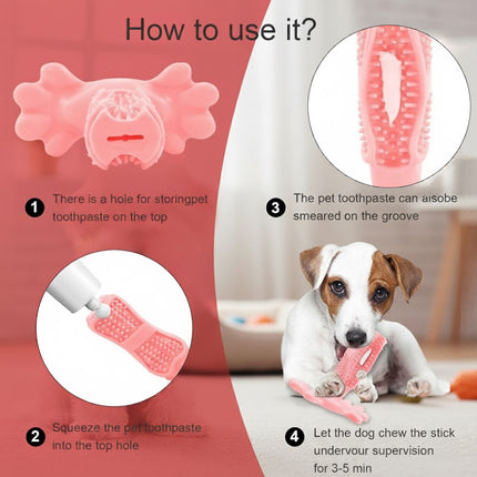 Pink M Size Dog Toothbrush Toy Clean Teeth Brushing Stick Mouth Chewing Dental Care Play Dog