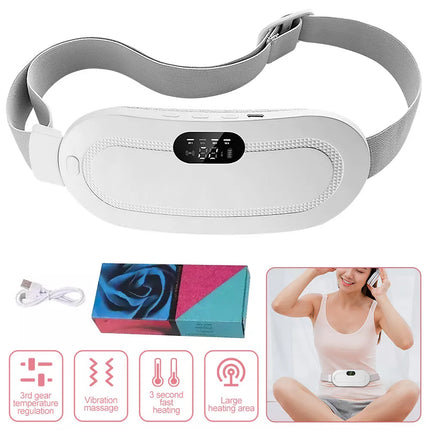 Electric Heating Pad Massage Period Pain Relieve Therapy Menstrual Cramp Belt White