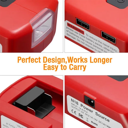 Dual USB Port Phone Charger Adapter Li-ion Battery For Milwaukee 18V/20V Battery