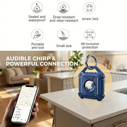 Midnight Blue Apple AirTag Protective Case Waterproof TPU Cover Air Tag Tracker Loop Holder