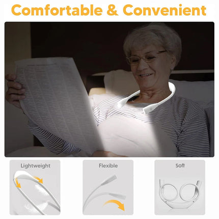 LED Neck Reading Light Flexible USB Rechargeable Hands Free Bed Night Book Lamp