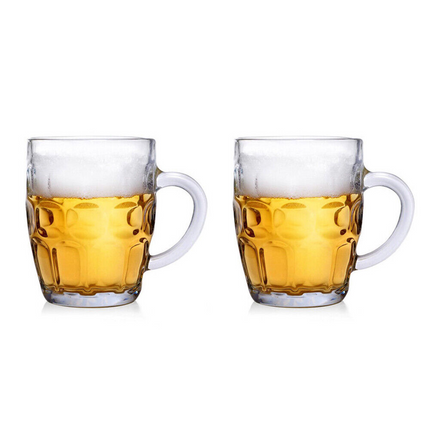 6x Dimple Beer Mug Thick Glass Handle Drinking Party Beverage Wine Cup 560ml