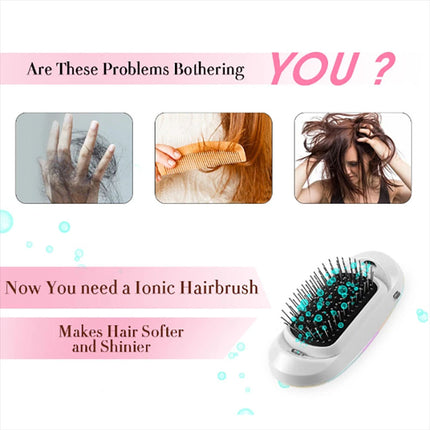 Hair Straightener Brush Upgraded Ionic Plus Straightening Brush Comb for Women （White）