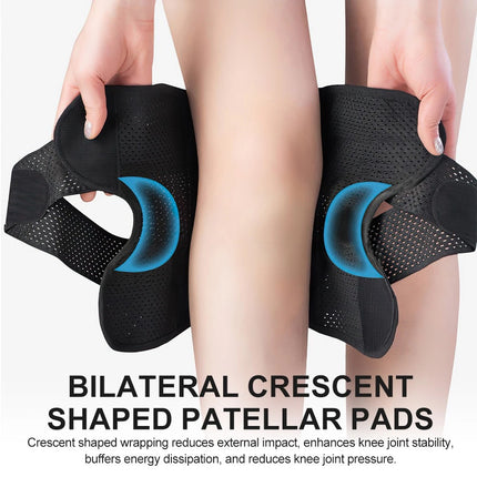 Knee Brace Support 3D Weaving Breathable Sleeve Gym Jogging Sports Joint Pain   (Black(1 Pair),M)