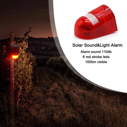 2pcs Solar Motion Sensor Detector Siren Sound Alarm LED Warning Strobe Flashing Light