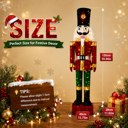 150cm Lighted Nutcracker Christmas Decoration LED Soldier Indoor Outdoor Decor