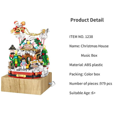 Christmas House Rotating Music Box Building Blocks Decor Toy Gift Set 979pcs