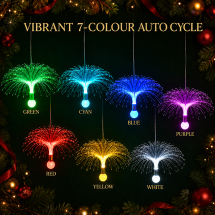 7 Colour Auto Cycle Fibre Optic Firework Effect Hanging Christmas Lights Decor