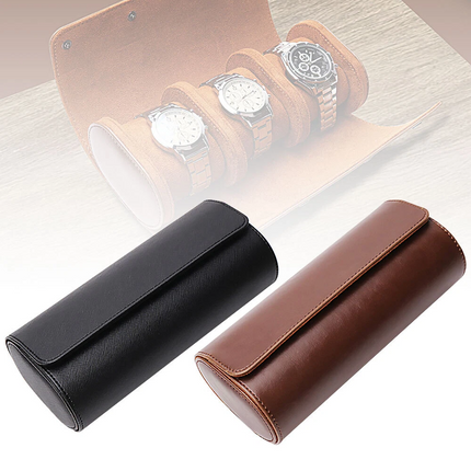 Watch Roll Travel Case Watch Display Box Wrist Jewelry Storage Organizer Black