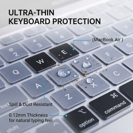 MacBook Air 13.3 Inch Case with Keyboard Cover - Grey Hard Shell Protector for Apple M1 A2337 A2179 A1932