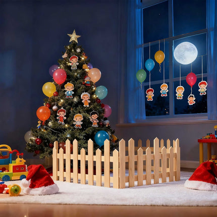 28Pcs Christmas Tree Fence DIY Gate Fence Picket Panels Border Xmas Decoration