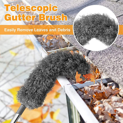 Gutter Cleaning Brush Roofing Tool with Telescopic Extendable Pole Grey
