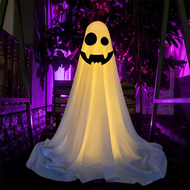 165Cm Halloween Spooky Ghost Decor with String Lights Cute Light Up Ghost Outdoor Dec D