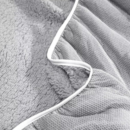 Soft Sherpa Fleece Fitted Sheet Combo Set  Warm Winter Bedding Grey Queen