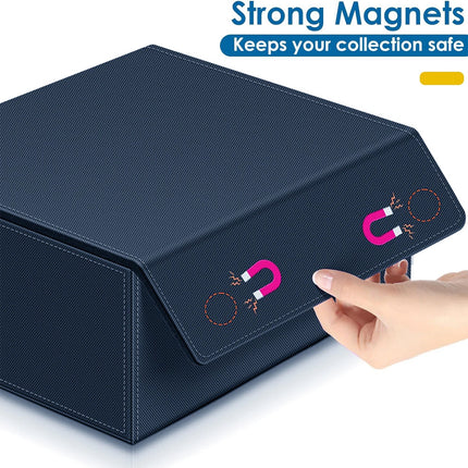Card Deck Storage Box 1800+ Card Deck Holder Box Trading Card Storage Box Magnet Blue